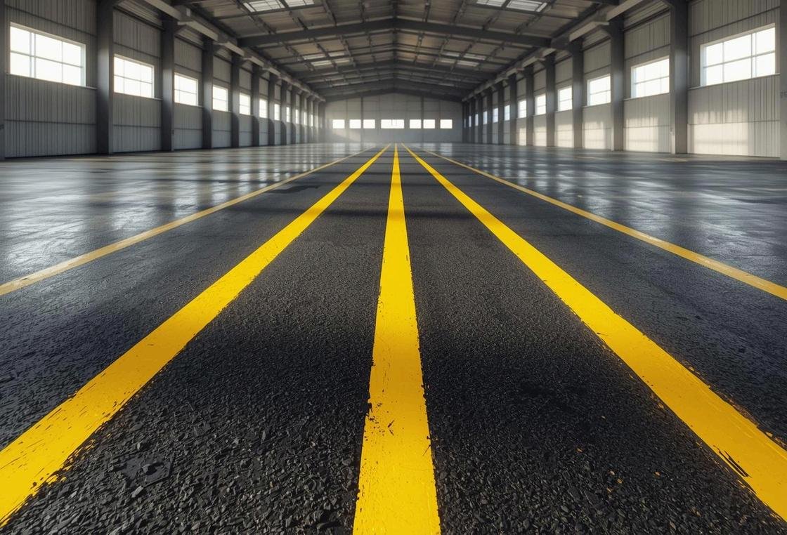 Warehouse interior safety striping